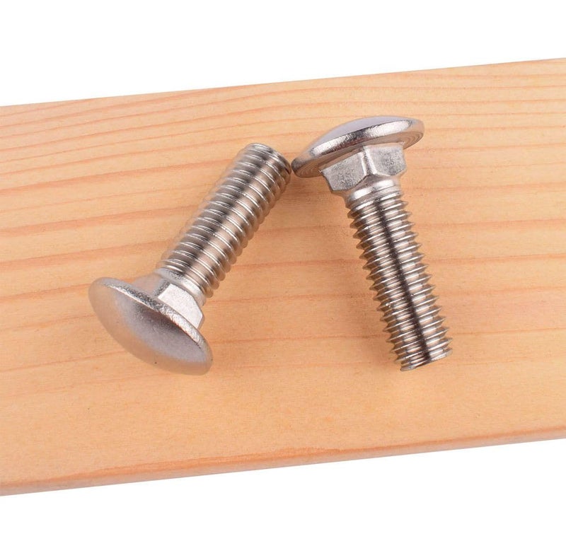 VAMUOEFL1/4-20 x 5/8" Carriage Bolts Screws, 18-8 Stainless Steel 304, Round Head, Square Neck, UNC Fully Machine Coarse Threaded,20Pcs - Image 3